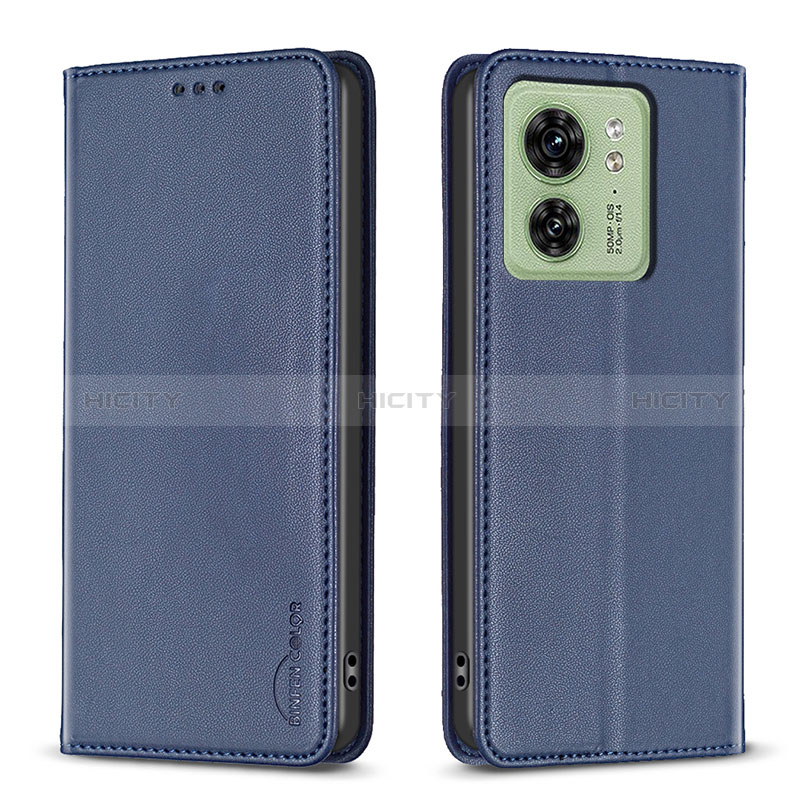 Coque Portefeuille Livre Cuir Etui Clapet B22F pour Motorola Moto Edge (2023) 5G Bleu Plus