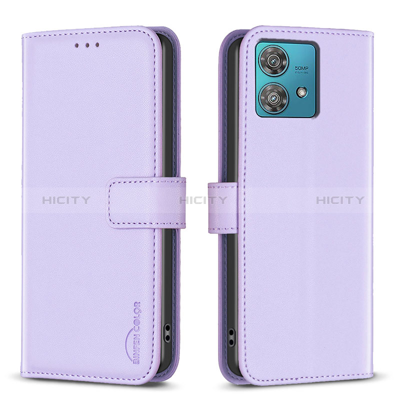 Coque Portefeuille Livre Cuir Etui Clapet B22F pour Motorola Moto Edge 40 Neo 5G Violet Clair Plus