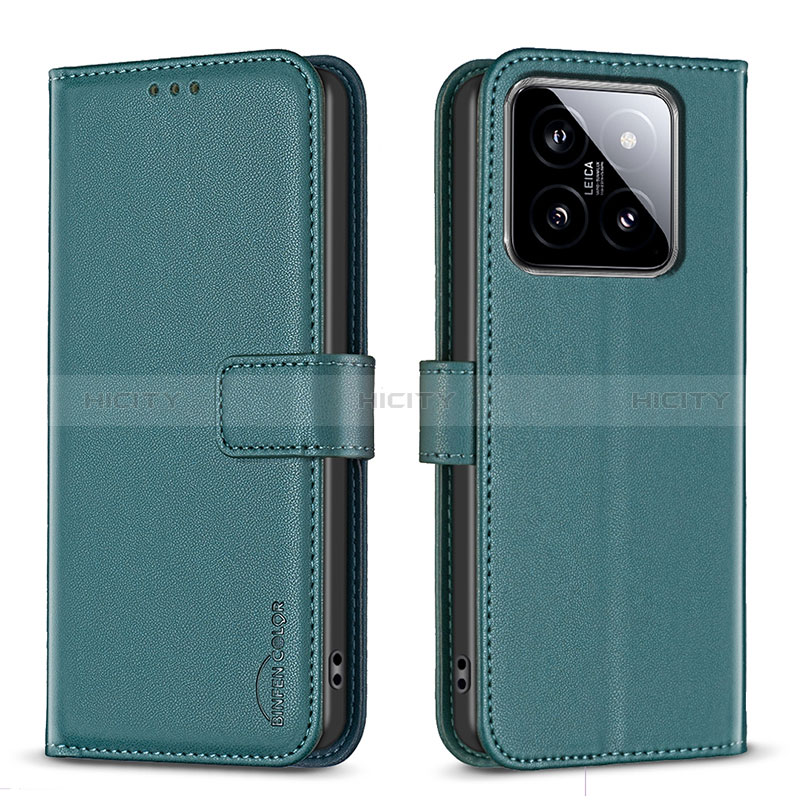 Coque Portefeuille Livre Cuir Etui Clapet B22F pour Xiaomi Mi 14 Pro 5G Vert Plus