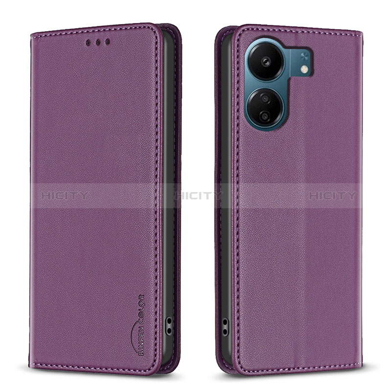 Coque Portefeuille Livre Cuir Etui Clapet B22F pour Xiaomi Poco C65 Violet Plus