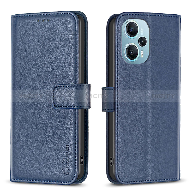 Coque Portefeuille Livre Cuir Etui Clapet B22F pour Xiaomi Poco F5 5G Bleu Plus