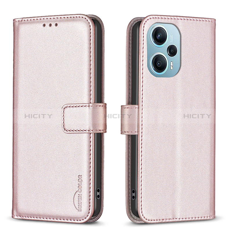 Coque Portefeuille Livre Cuir Etui Clapet B22F pour Xiaomi Poco F5 5G Or Rose Plus