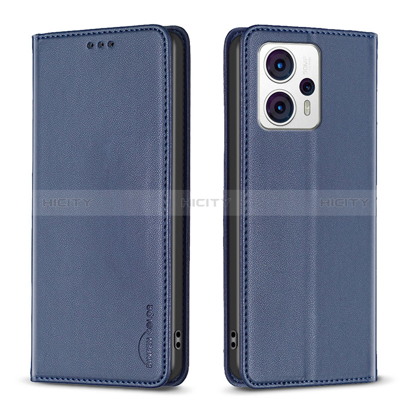 Coque Portefeuille Livre Cuir Etui Clapet B23F pour Motorola Moto G23 Bleu Plus