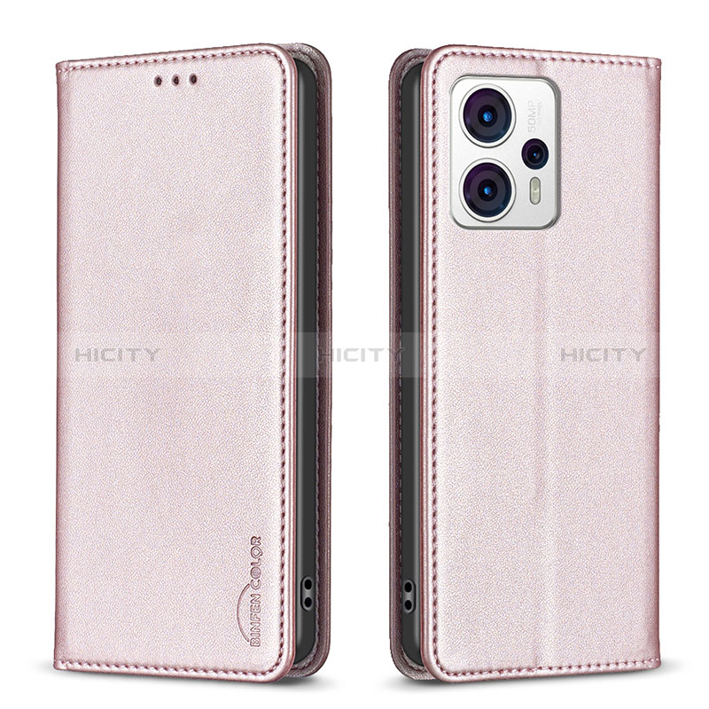 Coque Portefeuille Livre Cuir Etui Clapet B23F pour Motorola Moto G23 Or Rose Plus