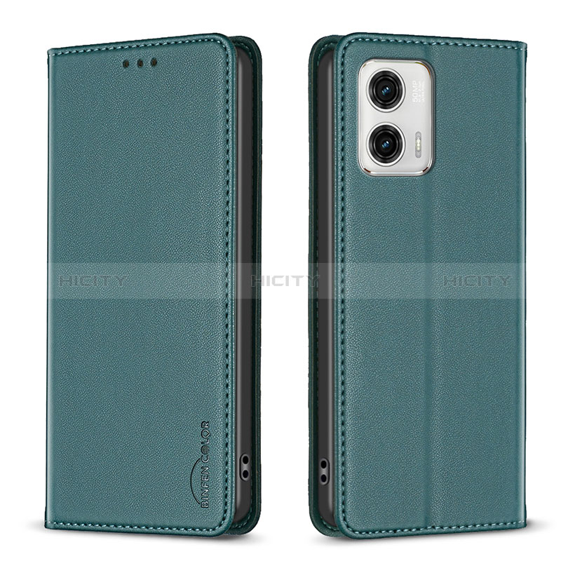 Coque Portefeuille Livre Cuir Etui Clapet B23F pour Motorola Moto G73 5G Vert Plus