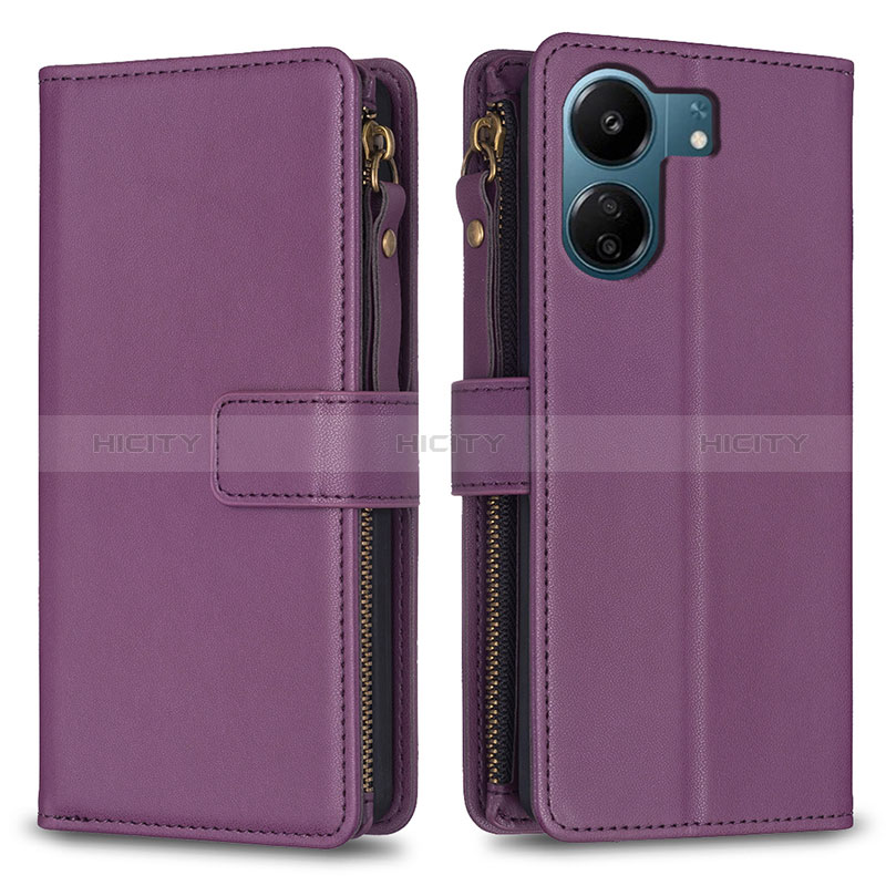 Coque Portefeuille Livre Cuir Etui Clapet B23F pour Xiaomi Poco C65 Violet Plus