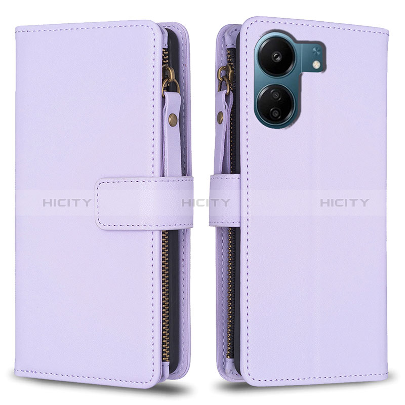 Coque Portefeuille Livre Cuir Etui Clapet B23F pour Xiaomi Poco C65 Violet Clair Plus