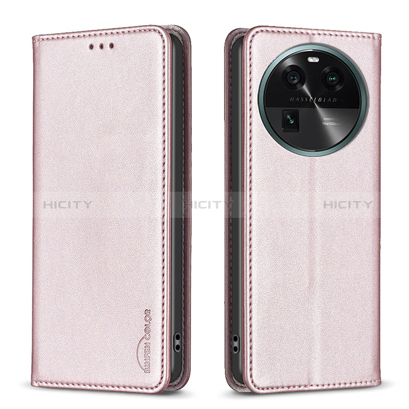 Coque Portefeuille Livre Cuir Etui Clapet B24F pour Oppo Find X6 5G Or Rose Plus