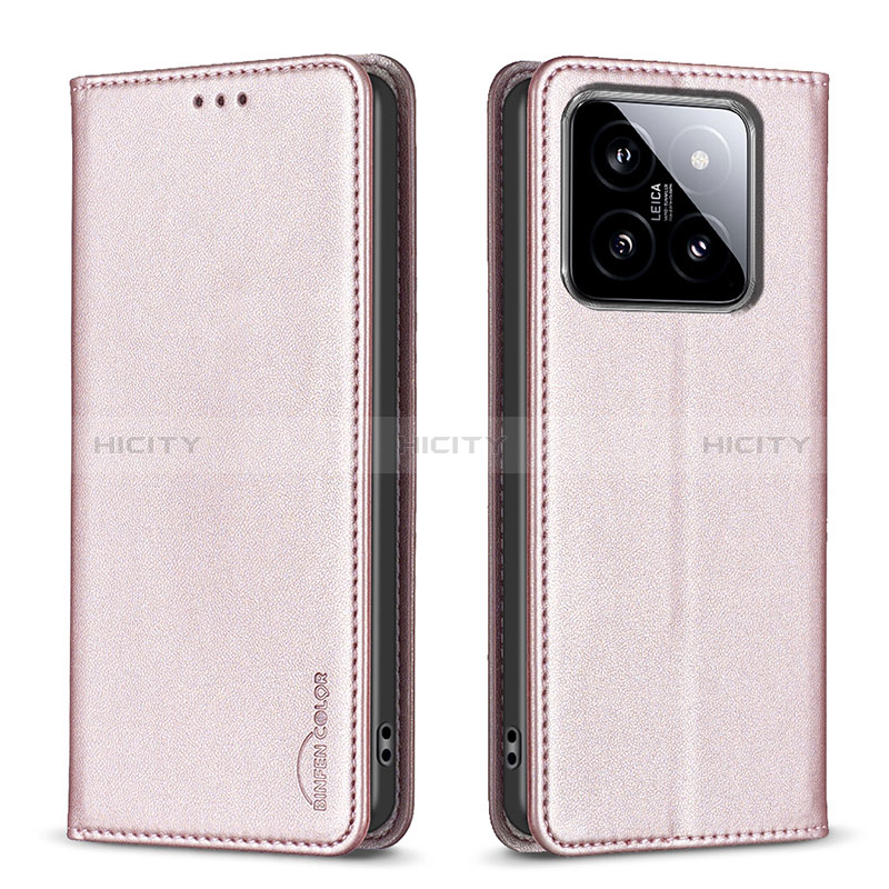 Coque Portefeuille Livre Cuir Etui Clapet B24F pour Xiaomi Mi 14 5G Or Rose Plus