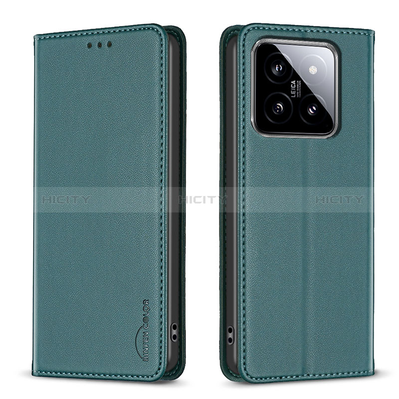 Coque Portefeuille Livre Cuir Etui Clapet B24F pour Xiaomi Mi 14 5G Vert Plus