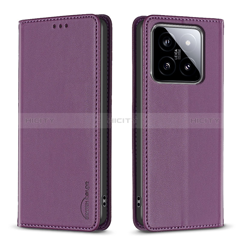 Coque Portefeuille Livre Cuir Etui Clapet B24F pour Xiaomi Mi 14 5G Violet Plus