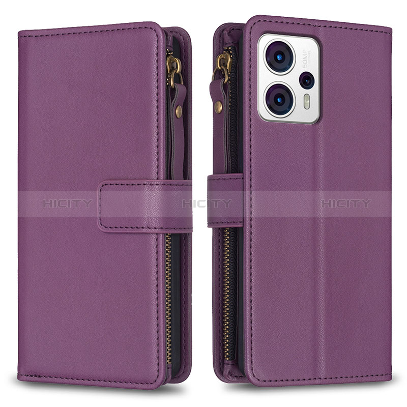 Coque Portefeuille Livre Cuir Etui Clapet B25F pour Motorola Moto G23 Violet Plus