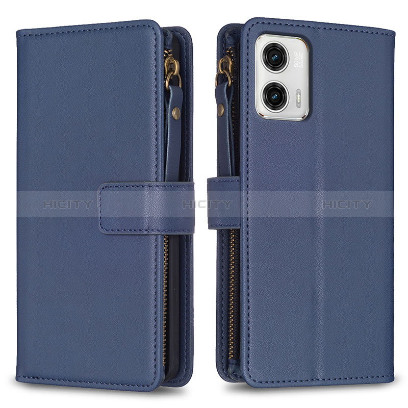 Coque Portefeuille Livre Cuir Etui Clapet B25F pour Motorola Moto G73 5G Bleu Plus