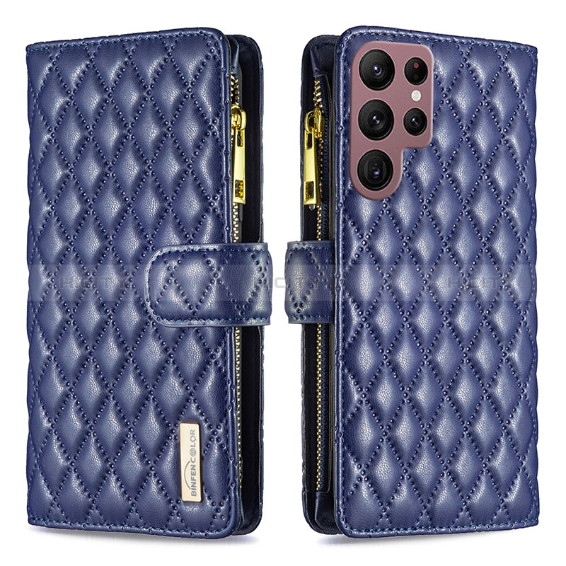 Coque Portefeuille Livre Cuir Etui Clapet BF1 pour Samsung Galaxy S22 Ultra 5G Bleu Plus