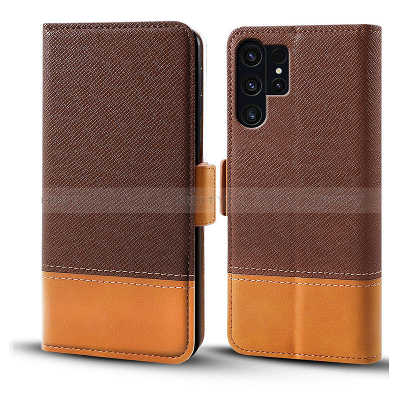 Coque Portefeuille Livre Cuir Etui Clapet BF18 pour Samsung Galaxy S24 Ultra 5G Marron Plus