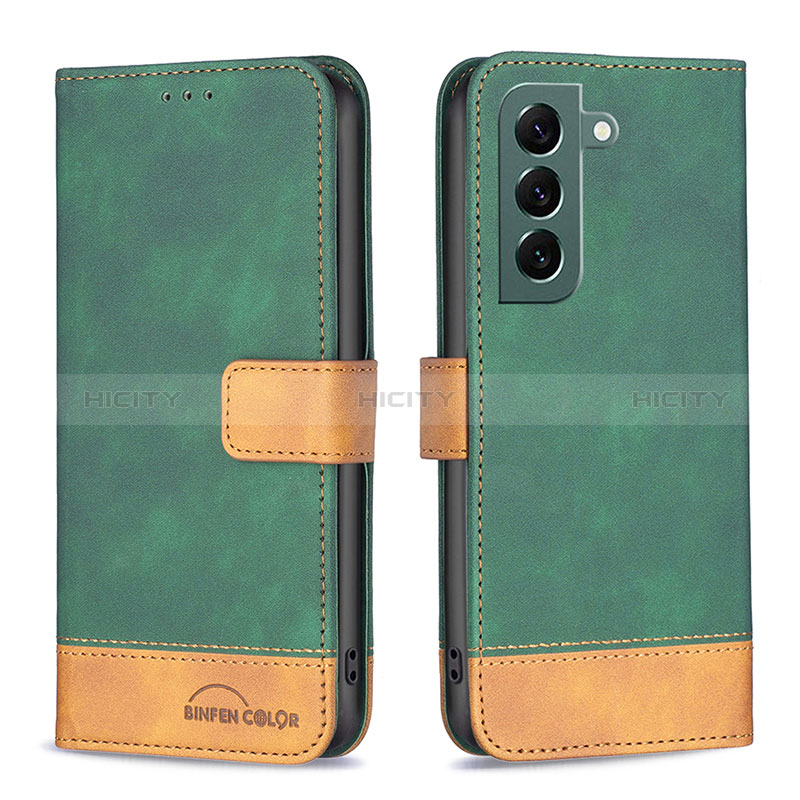 Coque Portefeuille Livre Cuir Etui Clapet BF2 pour Samsung Galaxy S22 5G Vert Plus