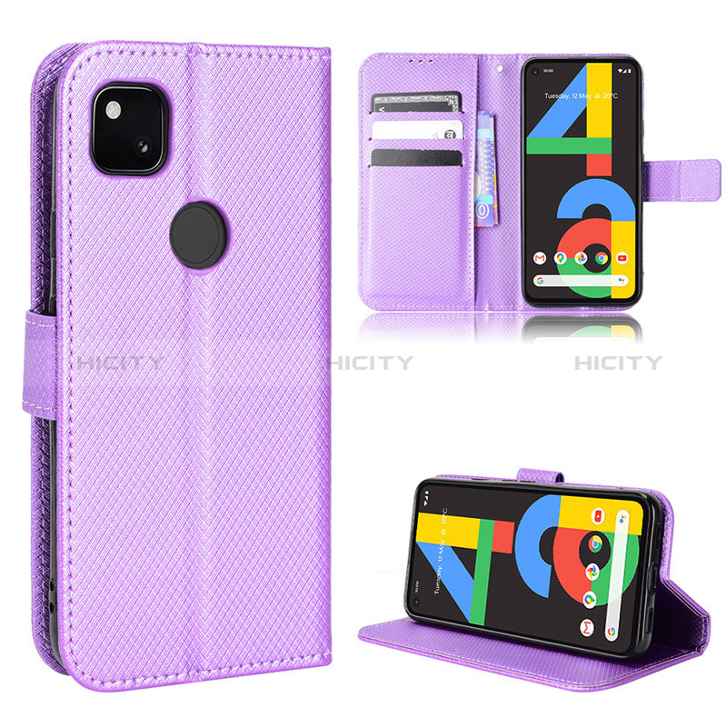 Coque Portefeuille Livre Cuir Etui Clapet BY1 pour Google Pixel 4a Violet Plus