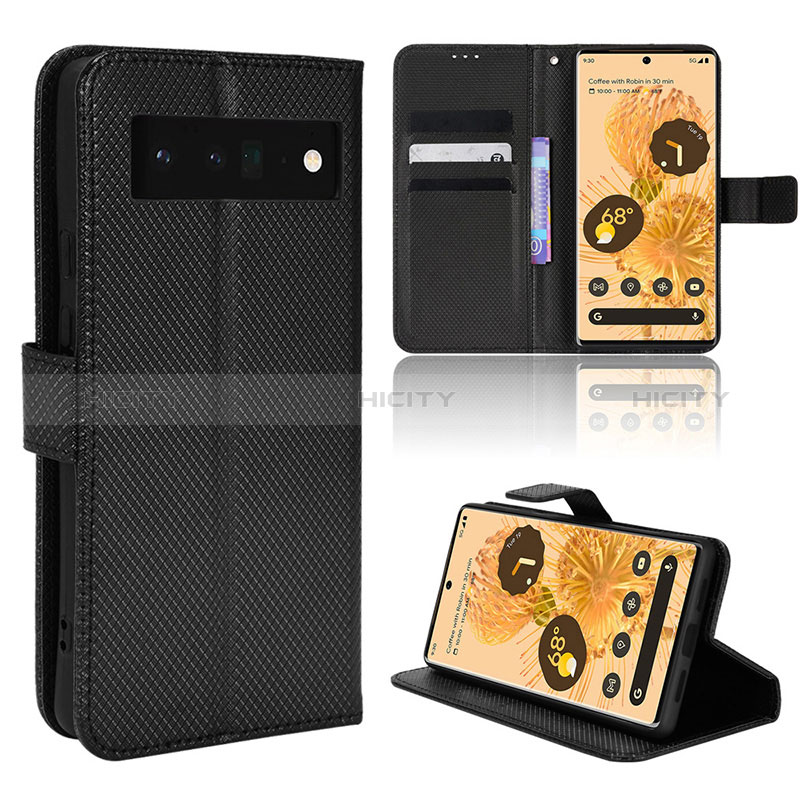 Coque Portefeuille Livre Cuir Etui Clapet BY1 pour Google Pixel 6 Pro 5G Noir Plus