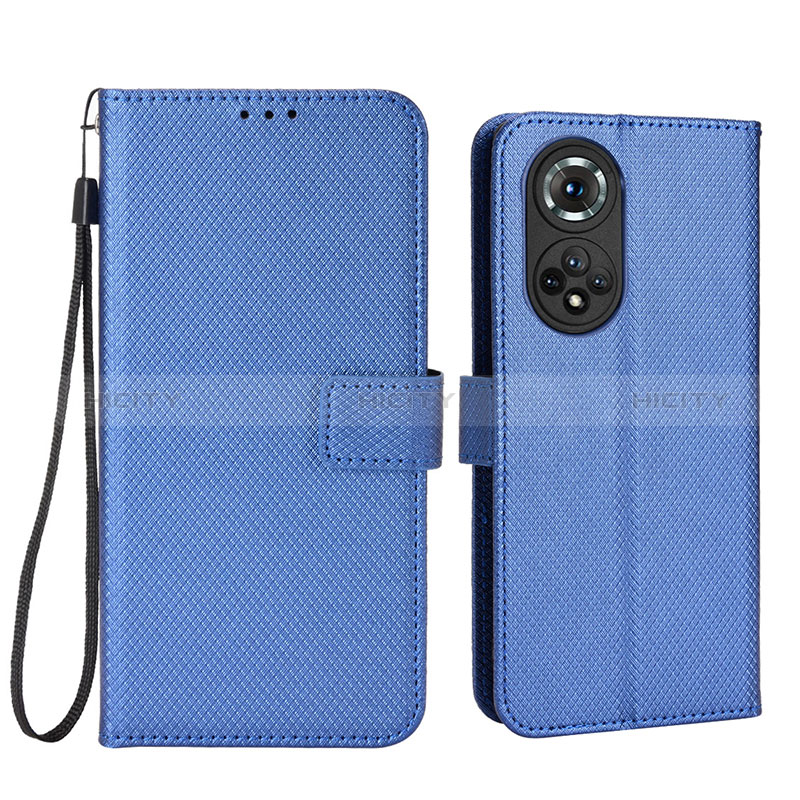 Coque Portefeuille Livre Cuir Etui Clapet BY1 pour Huawei Honor 50 Pro 5G Bleu Plus