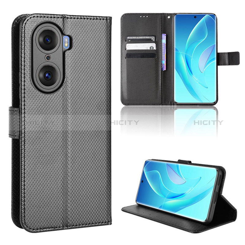 Coque Portefeuille Livre Cuir Etui Clapet BY1 pour Huawei Honor 60 Pro 5G Noir Plus