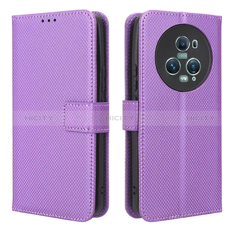 Coque Portefeuille Livre Cuir Etui Clapet BY1 pour Huawei Honor Magic5 Pro 5G Violet Plus