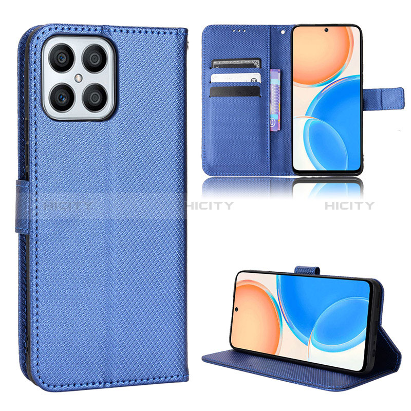 Coque Portefeuille Livre Cuir Etui Clapet BY1 pour Huawei Honor X8 4G Bleu Plus