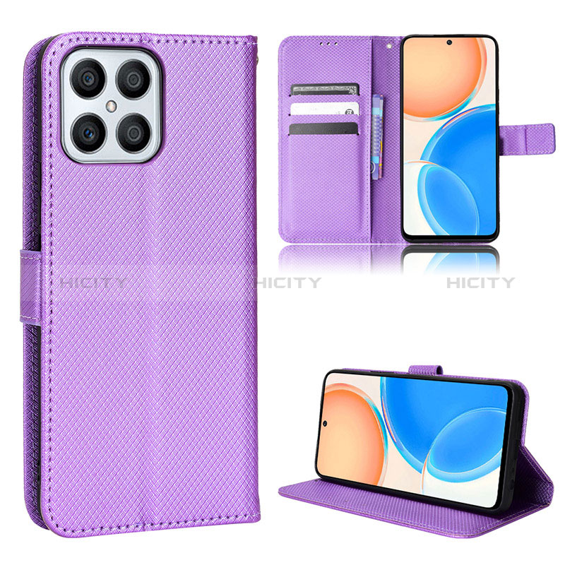 Coque Portefeuille Livre Cuir Etui Clapet BY1 pour Huawei Honor X8 4G Violet Plus