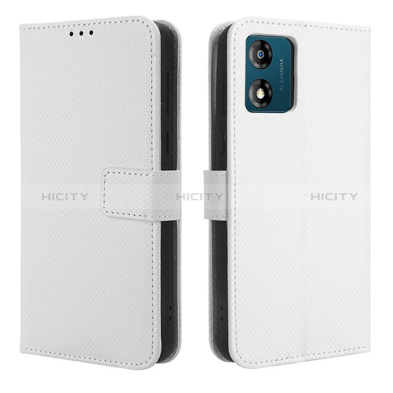 Coque Portefeuille Livre Cuir Etui Clapet BY1 pour Motorola Moto E13 Blanc Plus