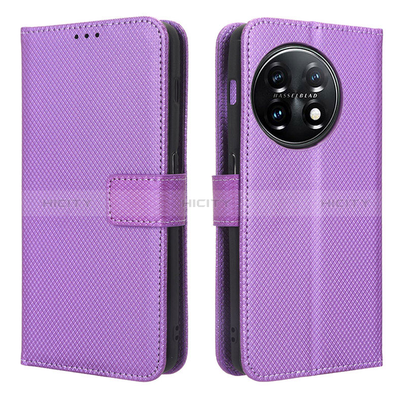 Coque Portefeuille Livre Cuir Etui Clapet BY1 pour OnePlus 11 5G Violet Plus