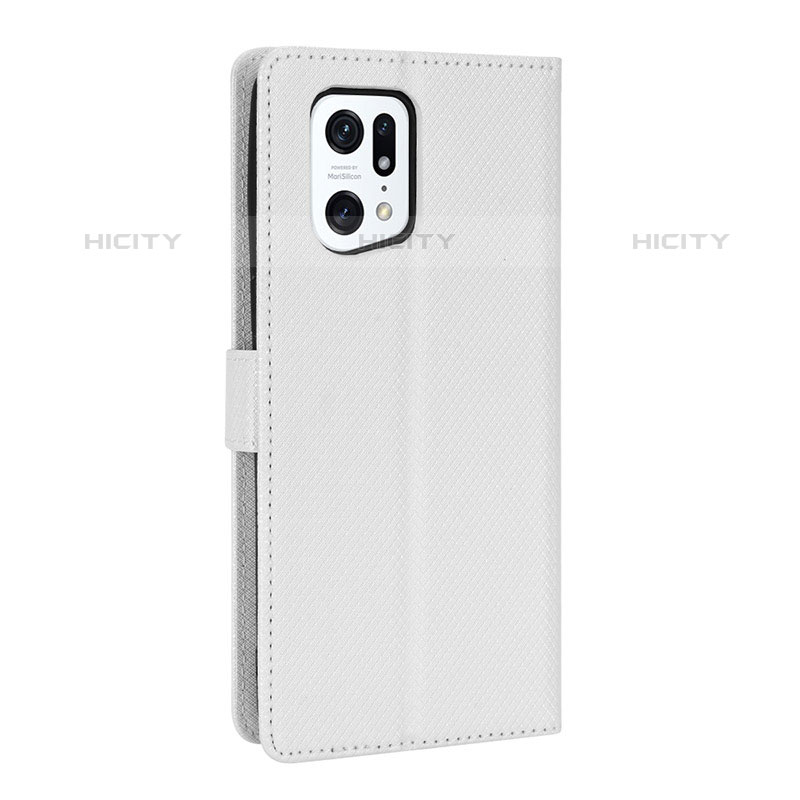 Coque Portefeuille Livre Cuir Etui Clapet BY1 pour Oppo Find X5 Pro 5G Blanc Plus