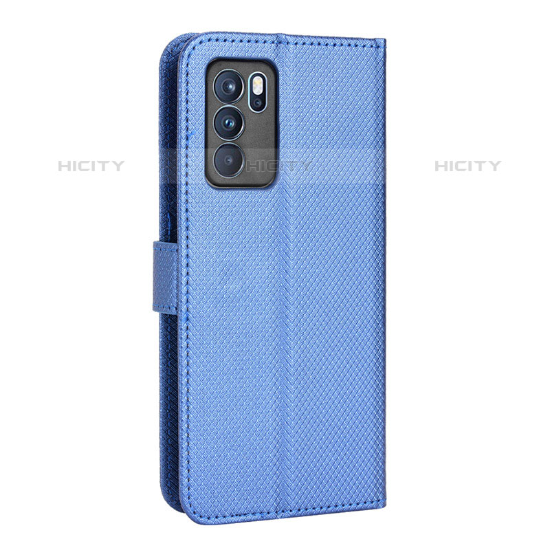 Coque Portefeuille Livre Cuir Etui Clapet BY1 pour Oppo Reno6 Pro 5G India Bleu Plus