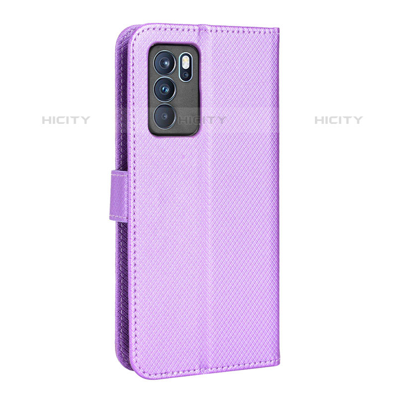 Coque Portefeuille Livre Cuir Etui Clapet BY1 pour Oppo Reno6 Pro 5G India Violet Plus