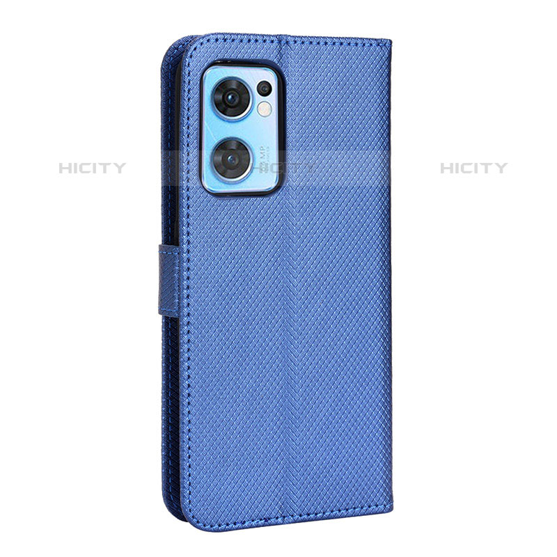 Coque Portefeuille Livre Cuir Etui Clapet BY1 pour Oppo Reno7 5G Bleu Plus