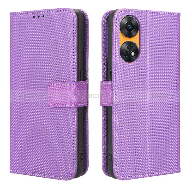 Coque Portefeuille Livre Cuir Etui Clapet BY1 pour Oppo Reno8 T 4G Violet Plus