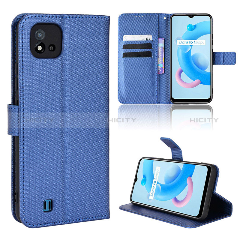 Coque Portefeuille Livre Cuir Etui Clapet BY1 pour Realme C11 (2021) Bleu Plus