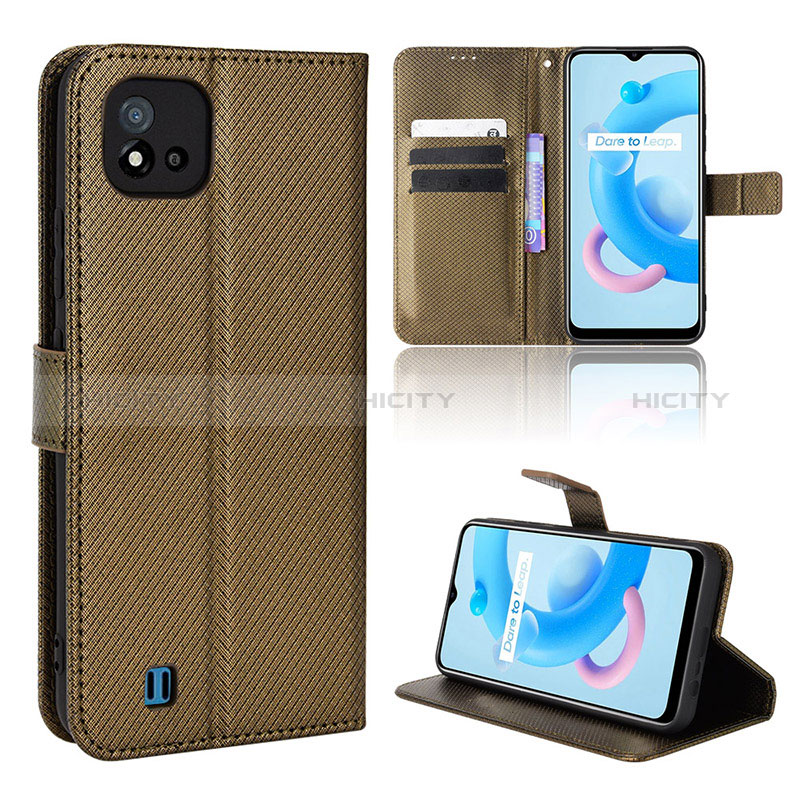 Coque Portefeuille Livre Cuir Etui Clapet BY1 pour Realme C20 Marron Plus