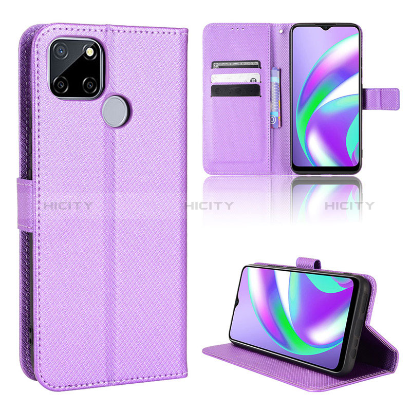 Coque Portefeuille Livre Cuir Etui Clapet BY1 pour Realme C25S Violet Plus