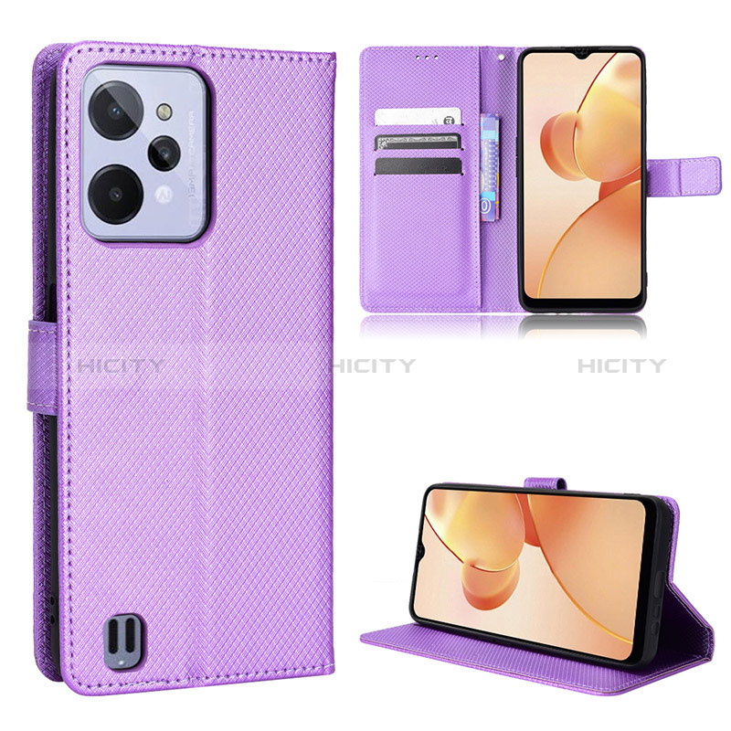 Coque Portefeuille Livre Cuir Etui Clapet BY1 pour Realme C31 Violet Plus