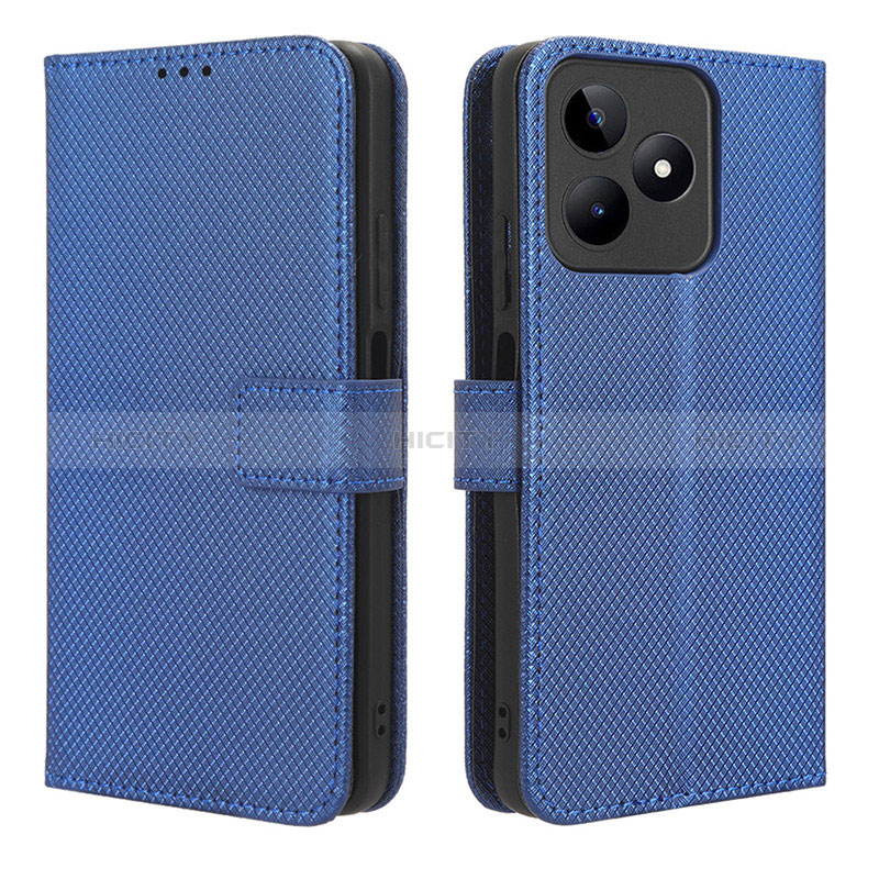 Coque Portefeuille Livre Cuir Etui Clapet BY1 pour Realme C53 India Bleu Plus