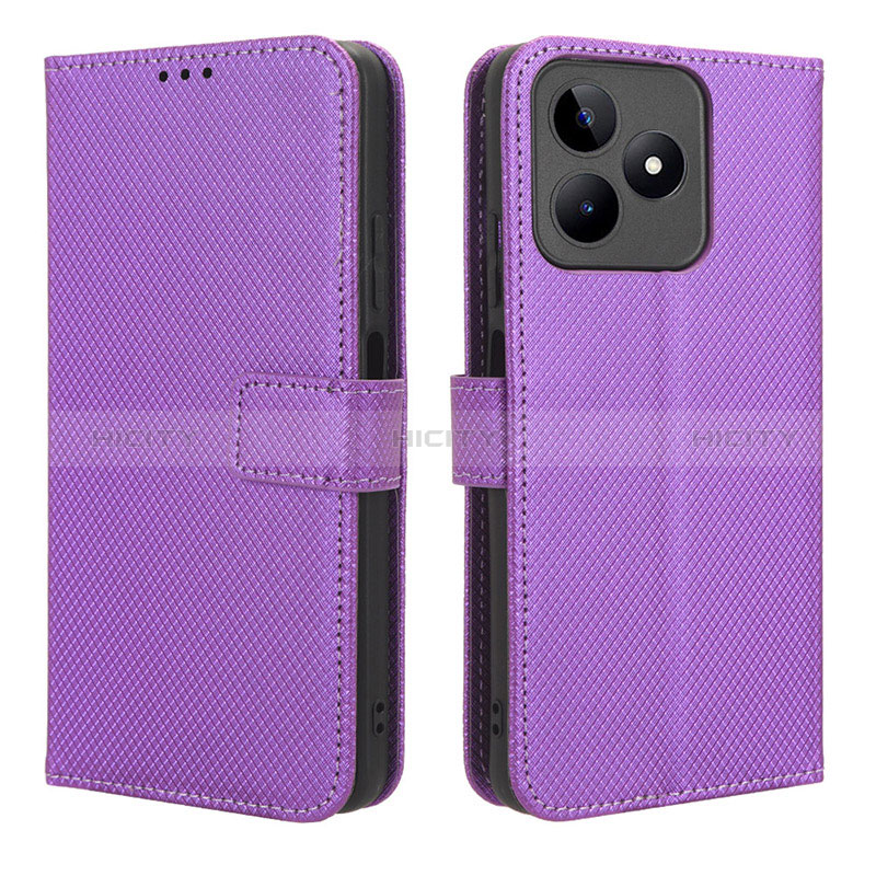 Coque Portefeuille Livre Cuir Etui Clapet BY1 pour Realme C53 India Violet Plus