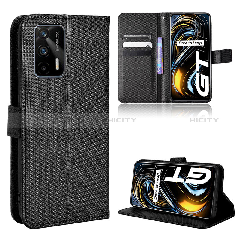 Coque Portefeuille Livre Cuir Etui Clapet BY1 pour Realme GT 5G Noir Plus