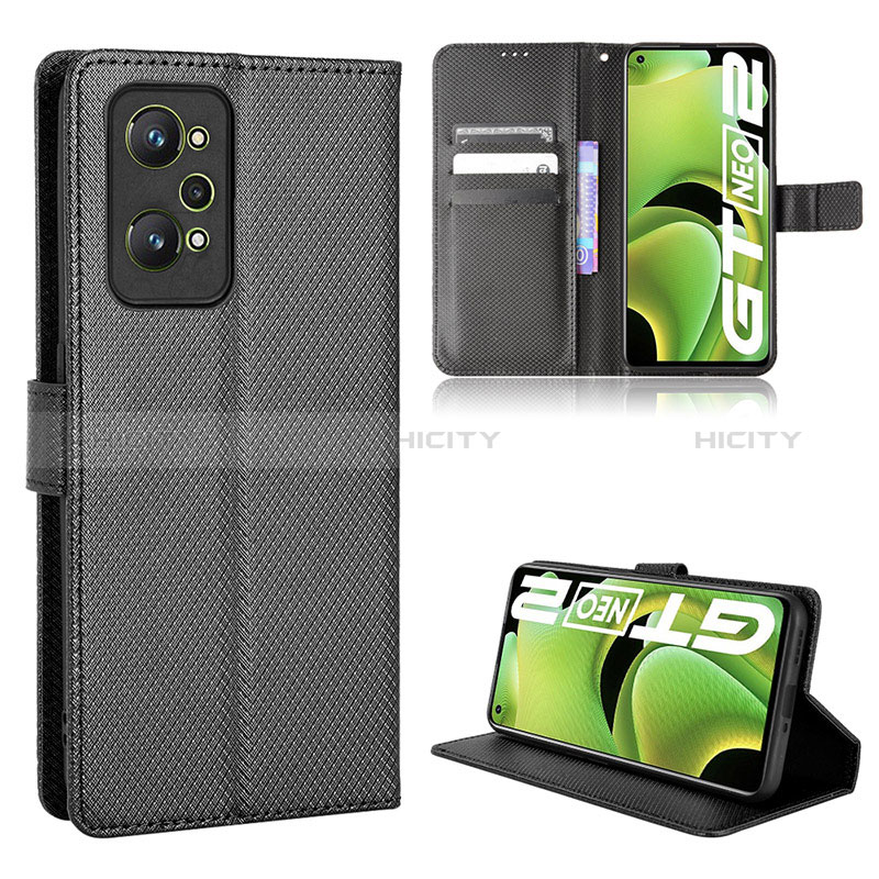 Coque Portefeuille Livre Cuir Etui Clapet BY1 pour Realme GT Neo 3T 5G Noir Plus