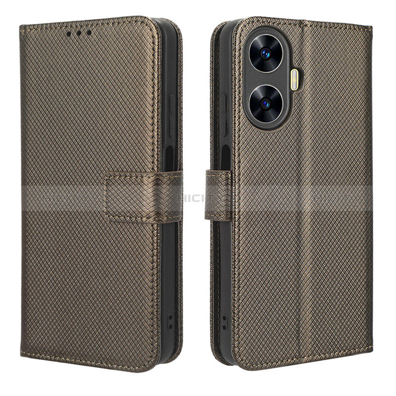 Coque Portefeuille Livre Cuir Etui Clapet BY1 pour Realme Narzo N55 Marron Plus