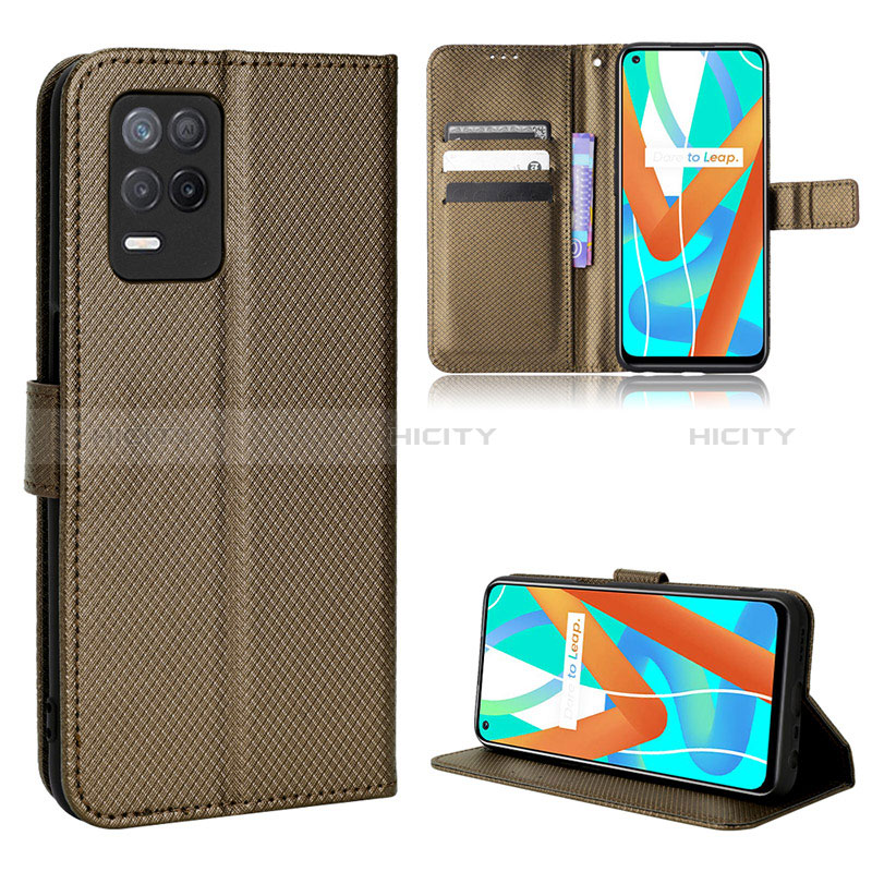 Coque Portefeuille Livre Cuir Etui Clapet BY1 pour Realme V13 5G Marron Plus