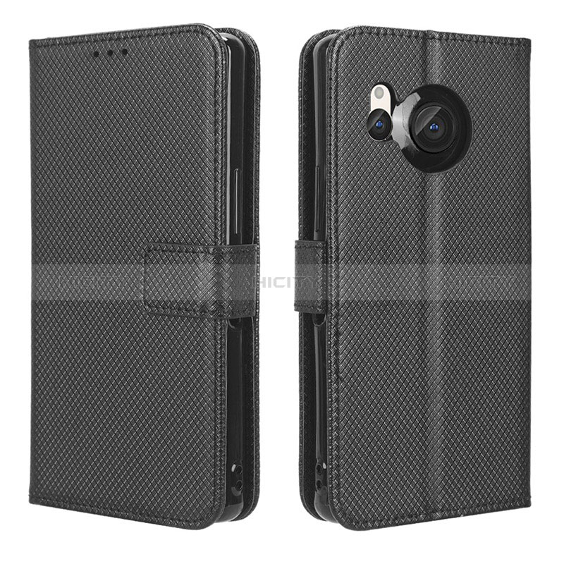 Coque Portefeuille Livre Cuir Etui Clapet BY1 pour Sharp Aquos R8 Noir Plus