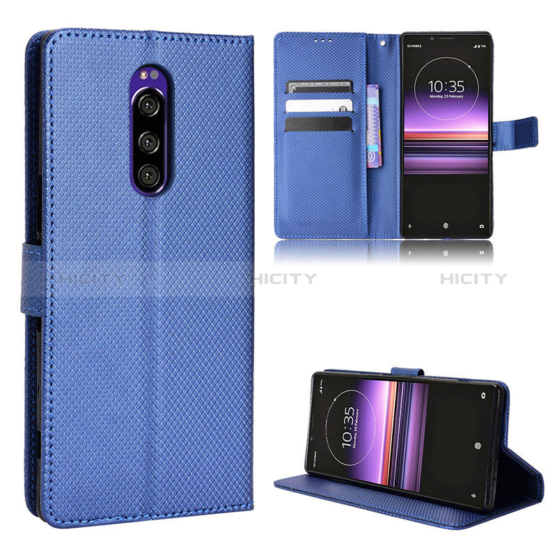 Coque Portefeuille Livre Cuir Etui Clapet BY1 pour Sony Xperia 1 Bleu Plus