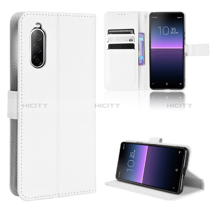 Coque Portefeuille Livre Cuir Etui Clapet BY1 pour Sony Xperia 10 II Blanc Plus