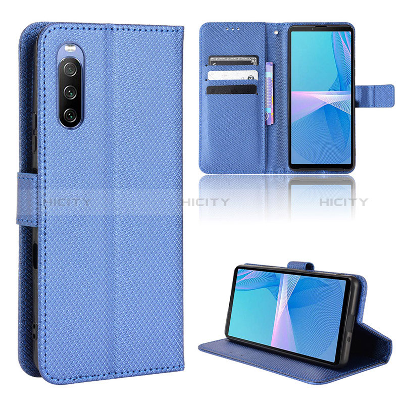 Coque Portefeuille Livre Cuir Etui Clapet BY1 pour Sony Xperia 10 III Lite Bleu Plus