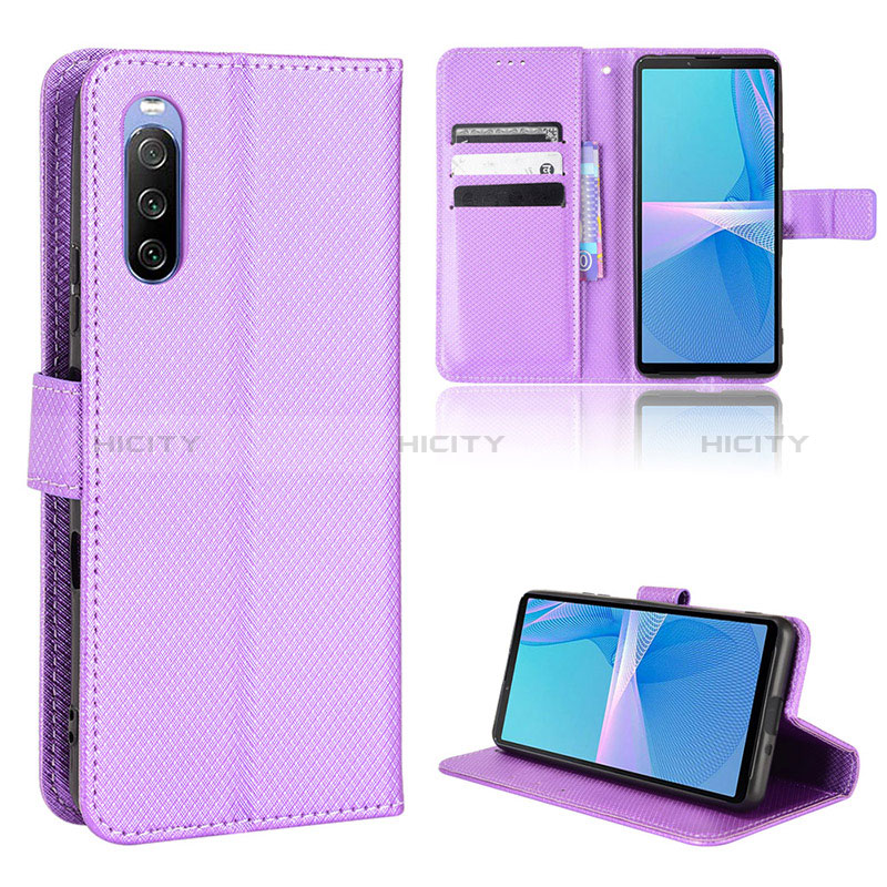 Coque Portefeuille Livre Cuir Etui Clapet BY1 pour Sony Xperia 10 III Lite Violet Plus