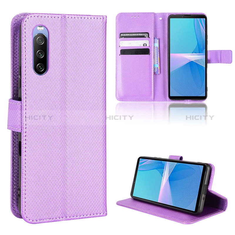 Coque Portefeuille Livre Cuir Etui Clapet BY1 pour Sony Xperia 10 III SO-52B Violet Plus